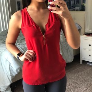 EXPRESS Zipper Tank Red Size XS - Like New!